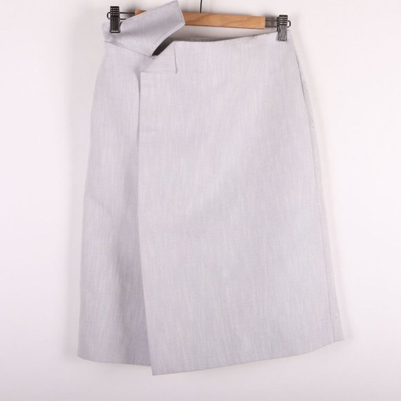 COS Gray Cotton Blend Textured Pencil Skirt - Picture 1 of 5